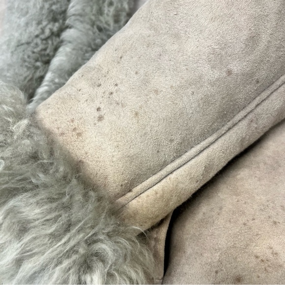 Skinny’s Hideout Vintage New Zealand Shearling Wool Gray Coat Women’s Small - Picture 10 of 15
